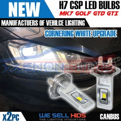 H7 CSP FOR MK7 GOLF LED CORNERING Bulb Seoul 12 Chip Canbus Error Free